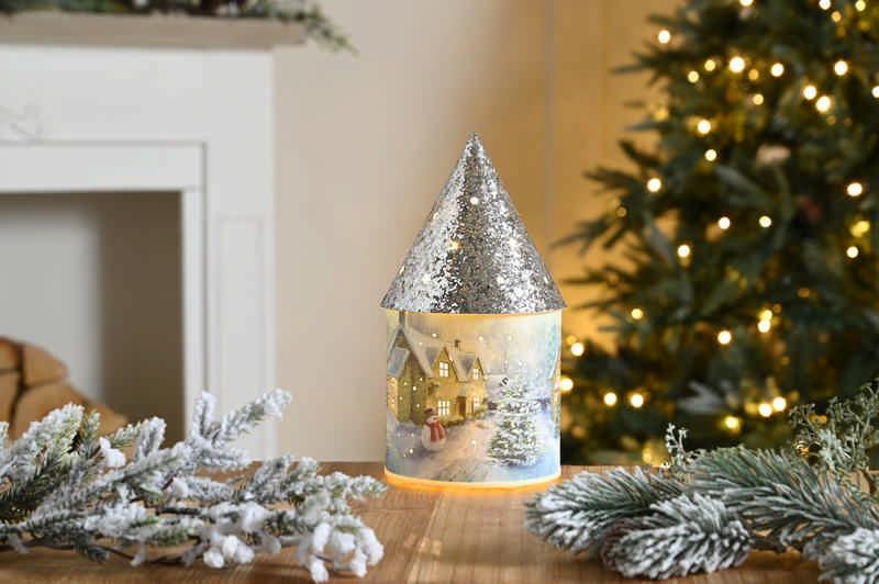 Festive Lit Snowman House 21cm