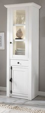 Vitrine Hochschrank in Pinie weiß Landhaus Vitrinenschrank 63 x 207 cm Hooge
