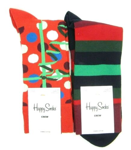 Happy Socks Men's Christmas Socks Lot of 2 Ribbons & Stripes 10 - 13 - 第 1/6 張圖片