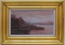 GRENVILLE COTTINGHAM RSMA (1943-2007) impressionist oil painting THAMES LONDON