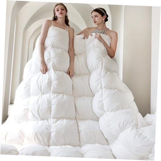 Pinch Pleat Goose Down Feathers Palatial King-120X98 Inches White/Pinch Pleat