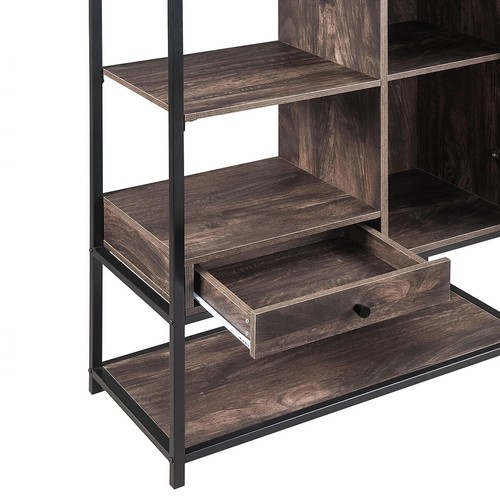 Storage Shelf Bookcase Wood Home Office Bookshelf With Drawer Cabinet Vintage - Picture 7 of 8