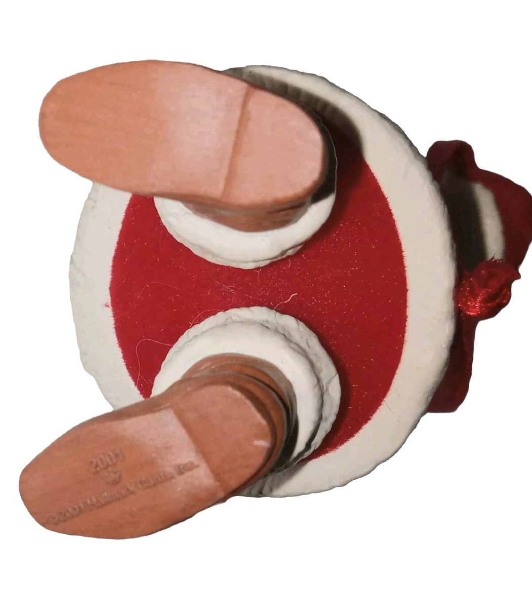 2001 Hallmark Cards Inc Flocked Red Santa~None The Worse For Wear