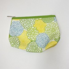 Clinique Floral Green Yellow Canvas Cosmetic Beauty Makeup Travel Zipper Bag