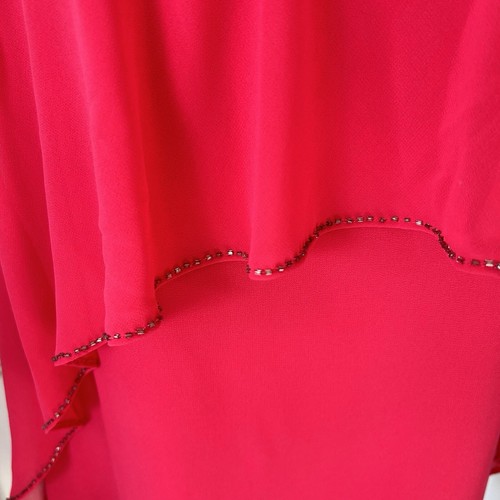 Monsoon Shift Dress UK 10 Sorbet Pink Beaded Neckline Chiffon Layer Party - Picture 5 of 16