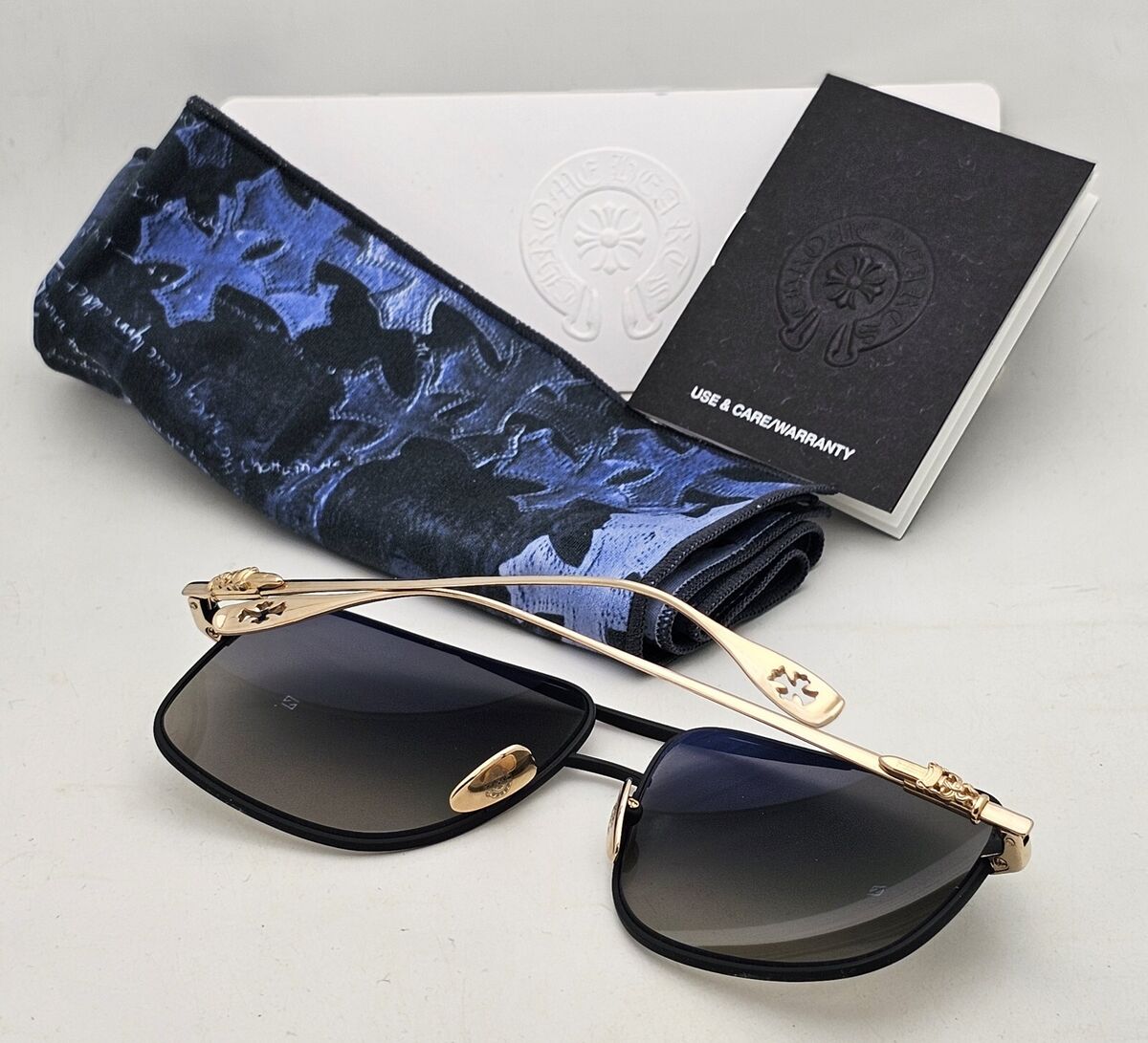 New Chrome Hearts STAINS VII MBK/GP 62-14 Sunglasses Black New Chrome Hearts STAINS VII MBK/GP 62-14 Sunglasses Black