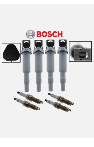 Bosch OEM Ignition Coil & Spark Plug Double Platinum (4sets) OEM for BMW 2.0L