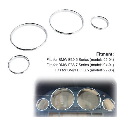 Silver Dash Trim Rings Speedometer Gauge Cluster Panel For BMW E38 E39 E53 X5