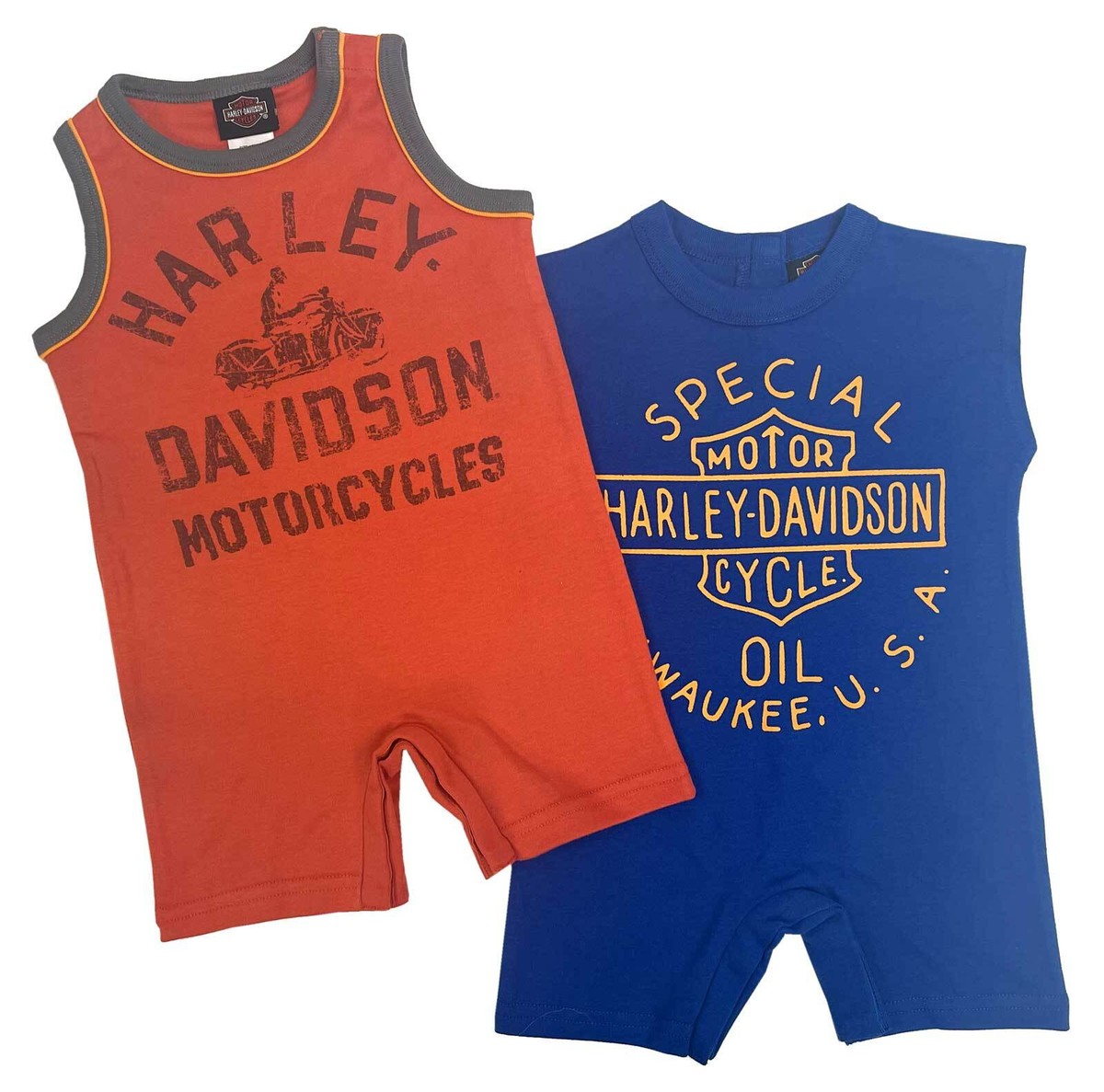 Harley-Davidson Baby Boys' 2-Pack Newborn Sleeveless Romper