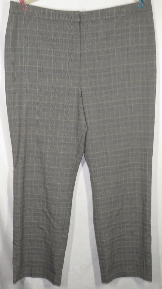 212 Collection Women's Pants Black Tan Gray Multi Plaid Trousers Size 18 - Image 2 of 4