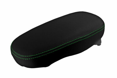 Fits 2014-2019 Kia Soul PVC Leather Console Lid Armrest Cover Green Stitch