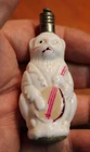 VINTAGE CHRISTMAS BEAR WITH UKE FIGURAL MILK GLASS LIGHT BULB C-6 WORKS