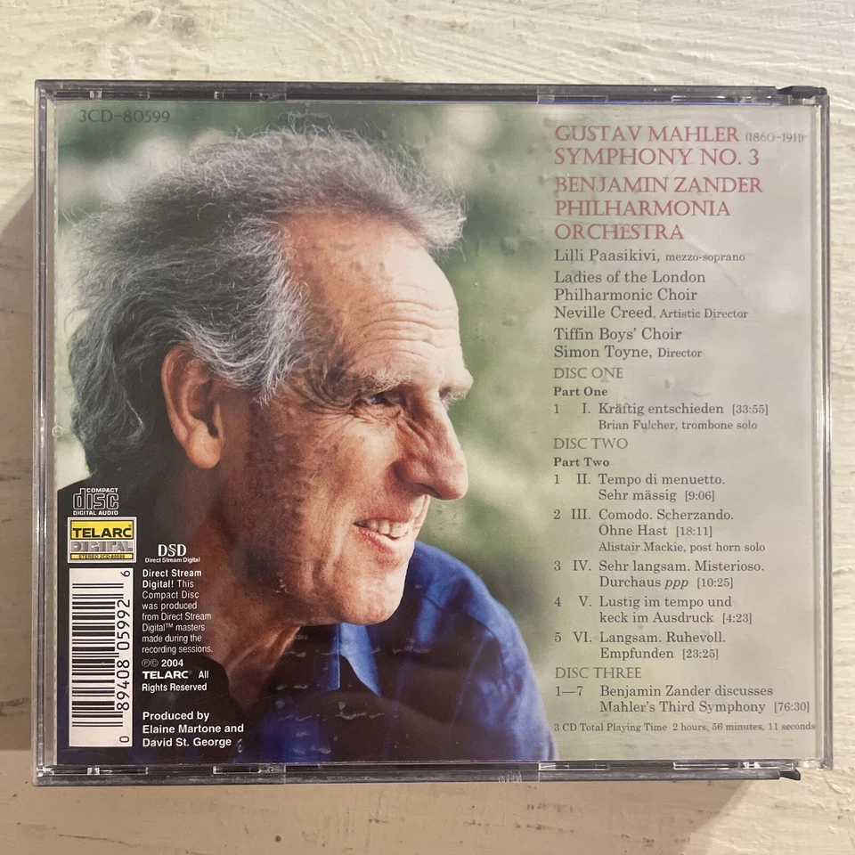 Rare AUTOGRAPHED Benjamin Zander Mahler Symphony No. 3 Triple CD Box Telarc 2004 Foto 4 de 4