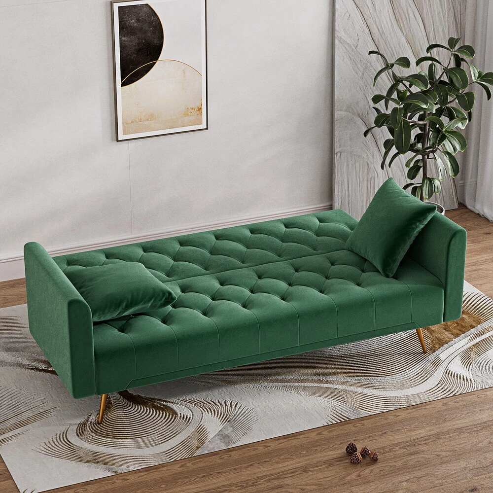 Green Velvet Sleeper Sofa Baci Living Room