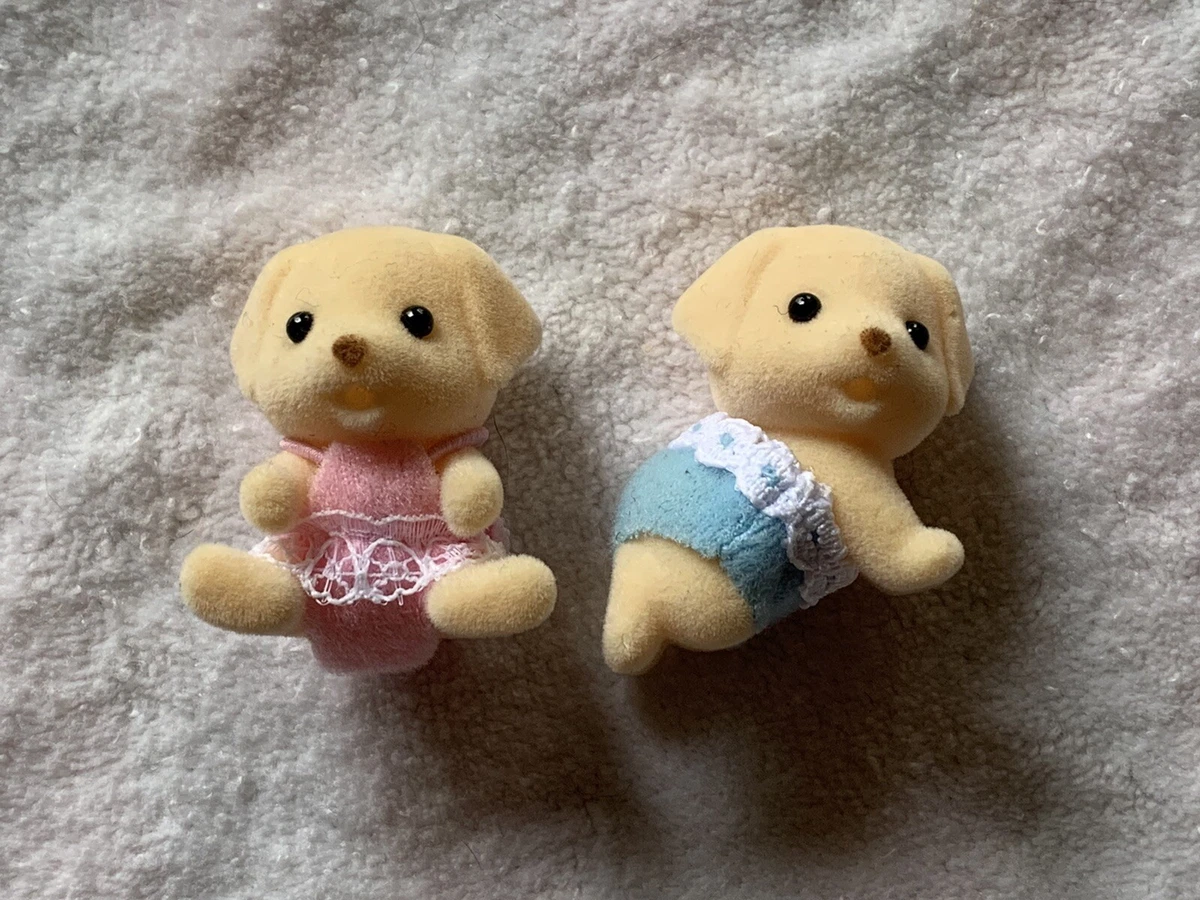 Calico Critters Yellow Labrador Twins Head Turned Crawling