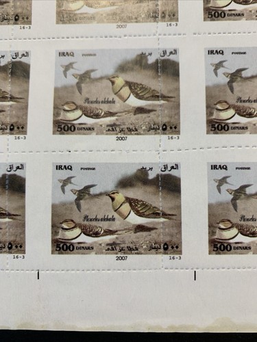 Iraq 2007 Birds Stamp Perforation error rare find - Picture 2 of 2