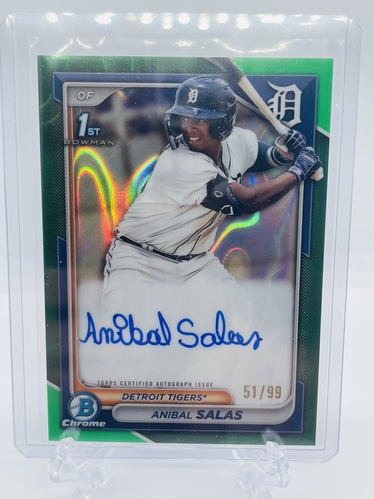 2024 Bowman Chrome Anibal Salas 1st Bowman Green Lava Refractor Auto 57/99