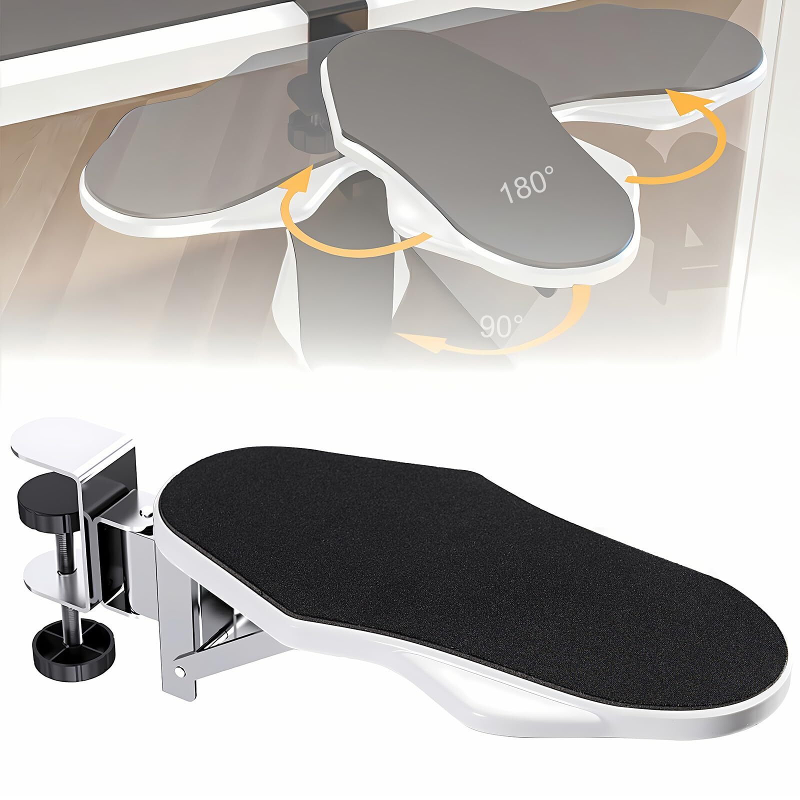 180° Adjustable Computer Arm Rest Desk Extender with 90° Foam Support