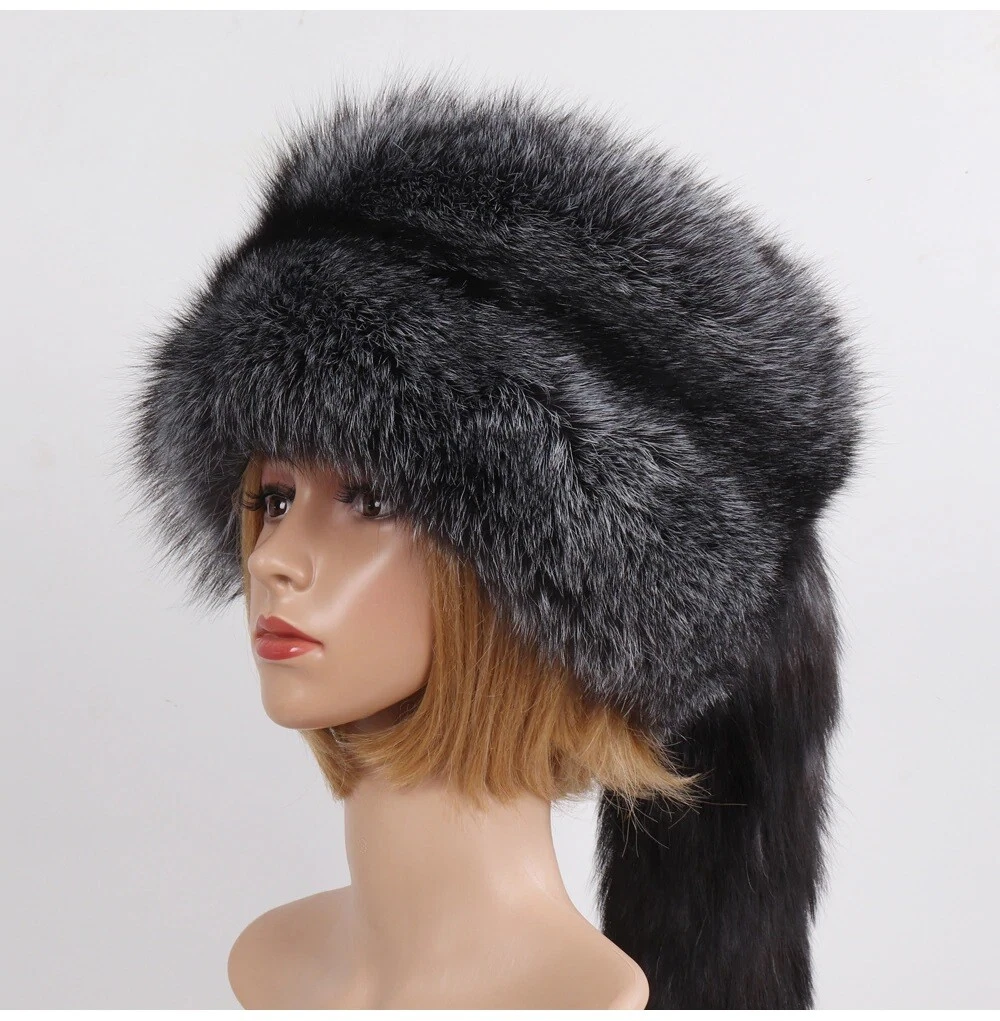 Fox fur hat with tail deals
