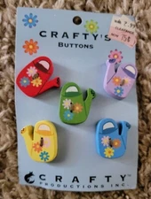 Craftys Buttons 5 Multi Color Garden Pails Buttons 