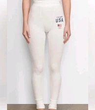 New Women's SKIMS USA Team White Soft Lounge Rib Modal Blend  Leggings Size XL