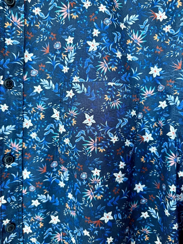H&M LOGG Navy Blue Floral Print Shirt Large Regular Fit - Image 3 of 4