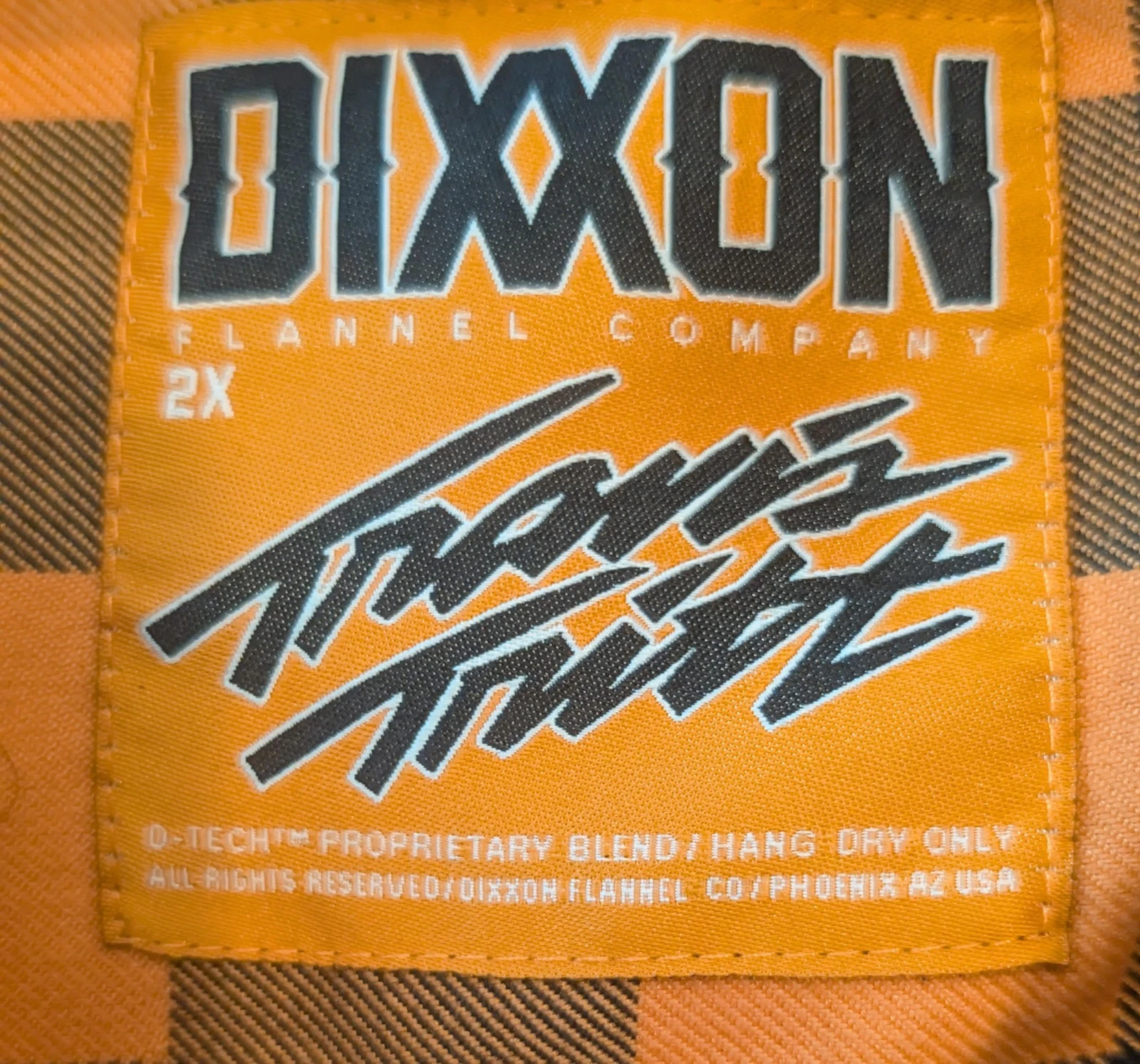 Dixxon Travis Tritt Flannel 2XL Men’s Snap Button Orange Plaid Shirt