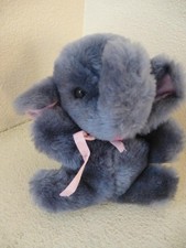 Vtg Dakin Plush Elephant Trunk Up 6" Stuffed Animal Toy Pink Ears Ribbon Korea
