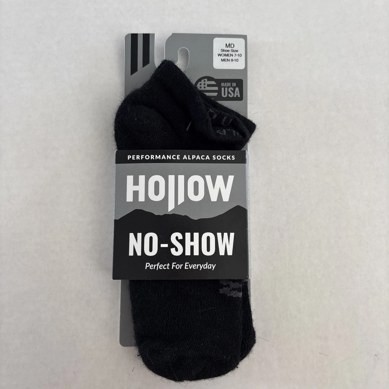 Hollow Performance Alpaca No Show Socks Unisex Size Men's Medium NWT Black