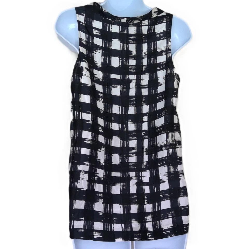 Theory Silk Top Cowl Neck Shell Black & White Sleeveless Pullover EUC Sz P/TP XS - image 2 of 4
