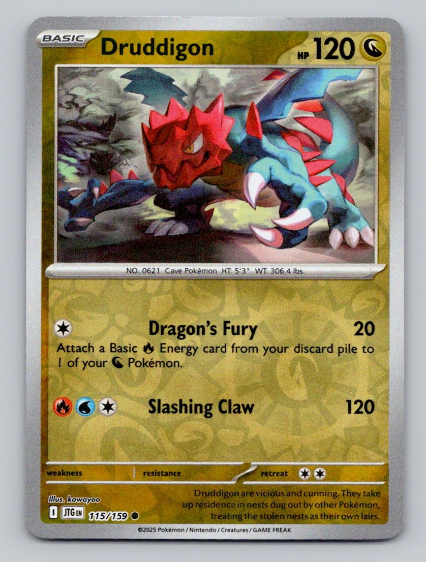 Druddigon 115/159 Common Journey Together Pokemon Reverse Holo Near Mint