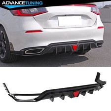 For 22-24 Civic Sport Hatchback Carbon Look Rear Bumper Diffuser+Corner Apron PP