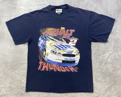 Vintage 90s Rusty Wallace Asphalt Thunder Lightning Finish NASCAR T-Shirt Size L