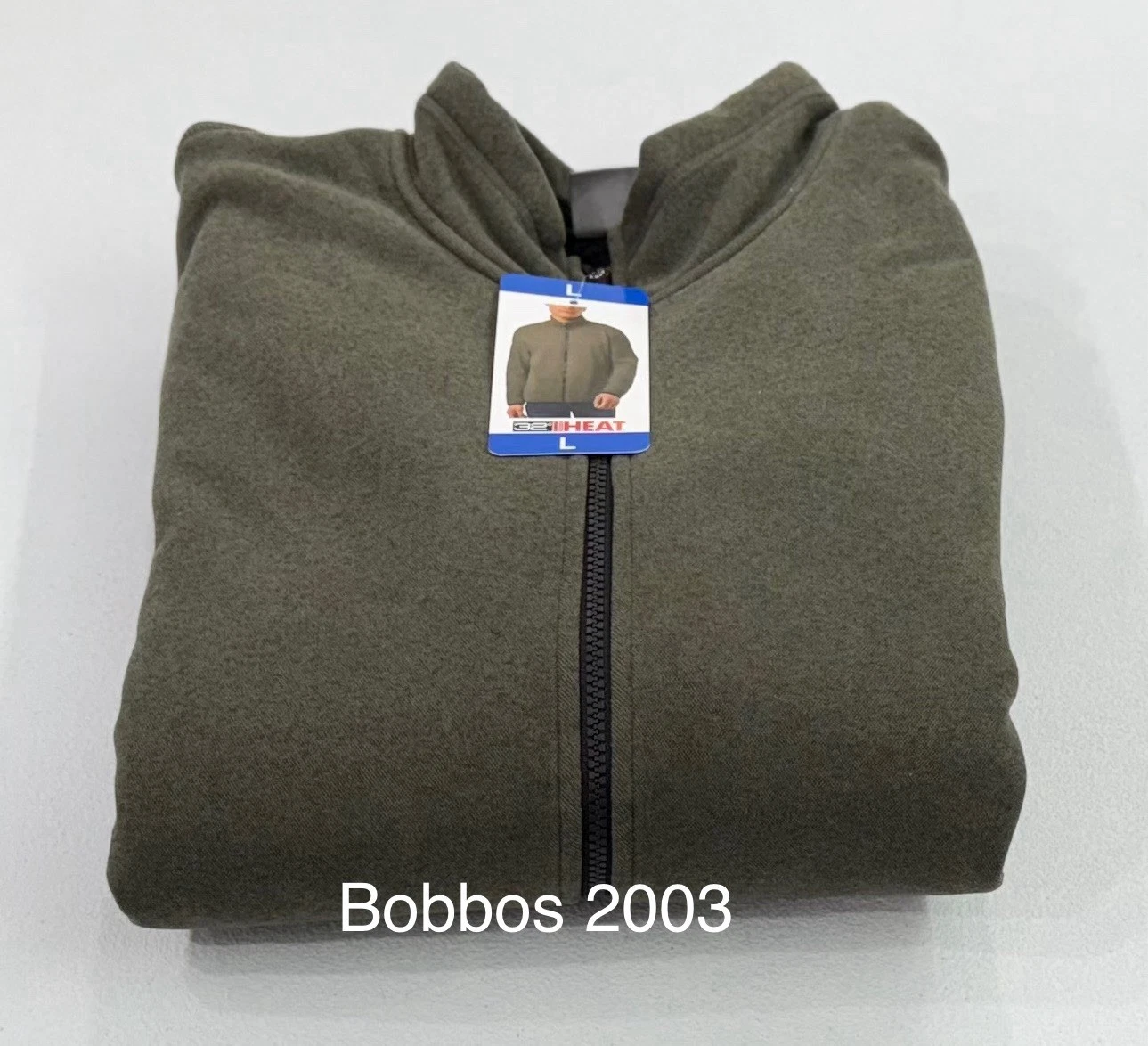 32 Degrees Heat Men's Full Zip Fleece Sherpa Mock Neck Jacket, Green, Size L