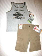 Lot OF 2 Boys Twill Shorts Tank Top Child Size 5- 5T NWT