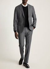 2025 HUGO BOSS Novan6 Gray Textured Sport Coat Suit Blazer 44R 120s Wool Slim