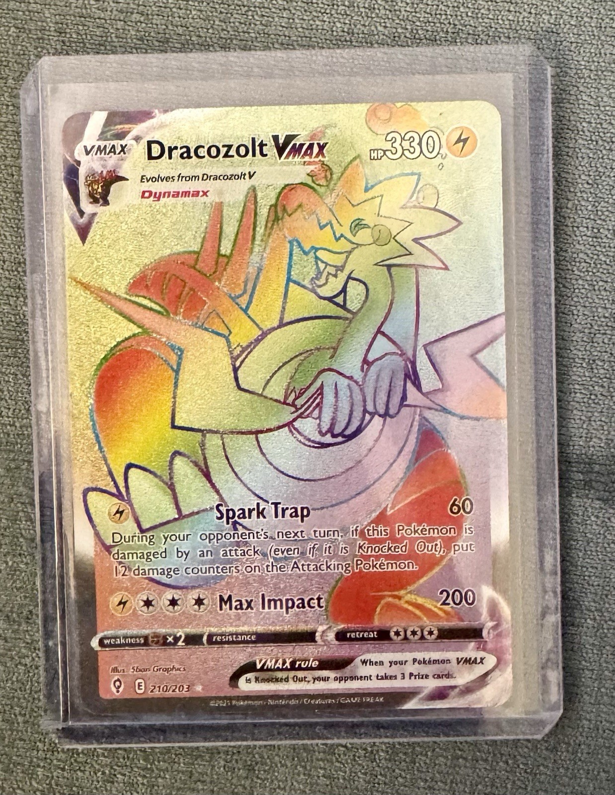 Pokemon Dracozolt VMAX (Secret) 210/203 SWSH07: Evolving Skies Secret Rare NM