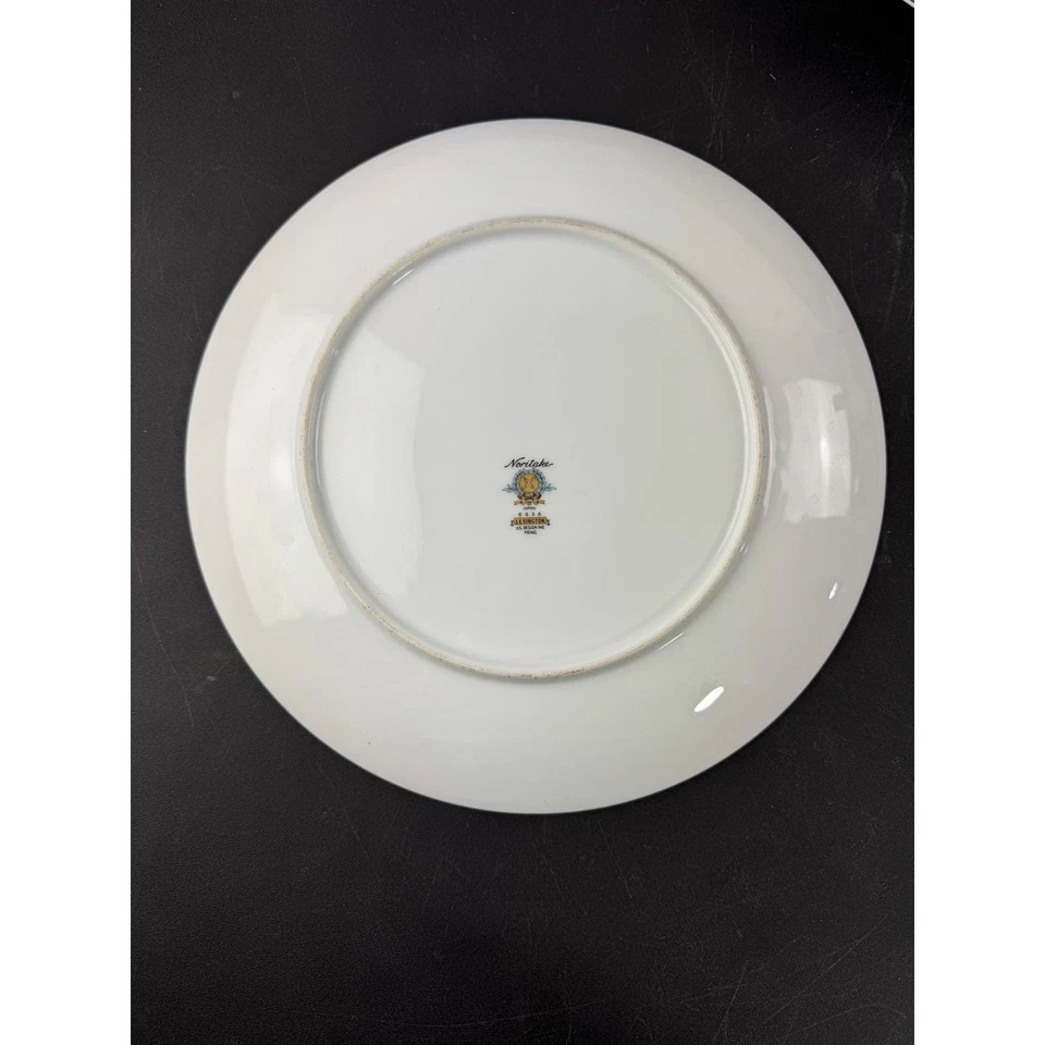 Juego de 6 platos de cena Noritake Lexington de 10,5 pulgadas con borde plateado floral de vid verde Foto 4 de 4