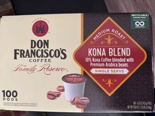 NEW Kona Blend Coffee Pods 10% Kona - 100 K-Cups Compatible