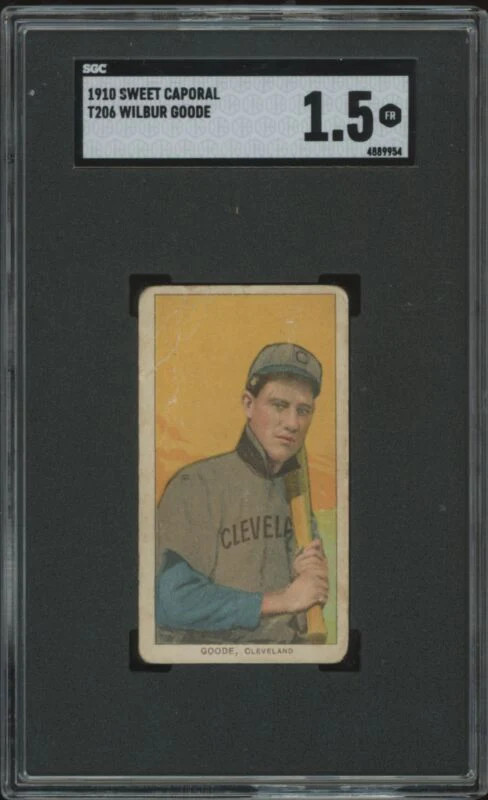 1909 T206 WILBUR GOOD FAIR SWEET CAPORAL 350 GOODE SGC 1.5 CLEVELAND NAPS