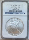 2008 Silver Eagle Early Releases - NGC MS69