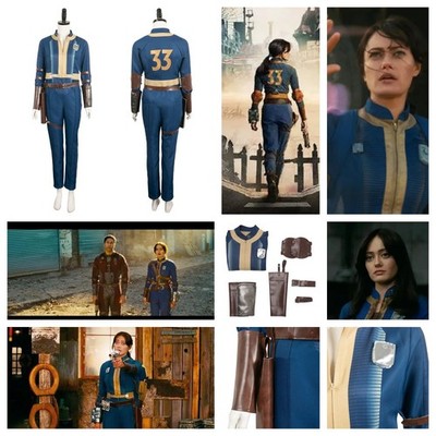 Fallout 2024 Vault 33 Shelter Lucy Cosplay Deluxe Battle Costume+belt fullsets