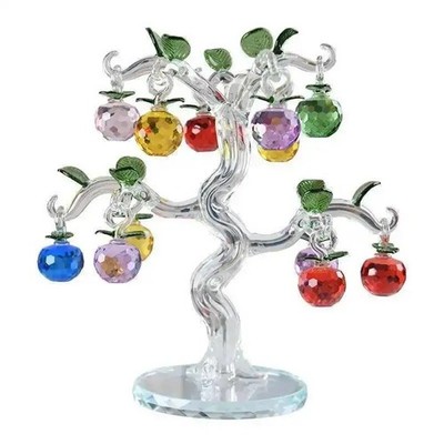Crystal Apple Tree Glass Ornament Home Office Desk Decor Feng Shui Gift