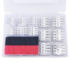 296PCS Tinned Ring Terminals 8 AWG 6 AWG 4 AWG 2 AWG 1 AWG 1/0 AWG Heat Shrin...