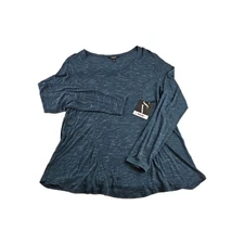 Simply Vera Wang Knit Top Women XL Blue Teal NWT Long Sleeve Comfort Stretch