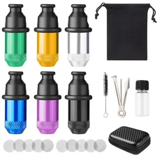 6 Pc Sneak a Toke Mini One Hitter Metal Tobacco Portable Smoking Pipe With Tools