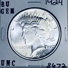 1924 P BU GEM PEACE SILVER DOLLAR UNC MS+++ U.S. MINT RARE COIN 8672