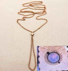Authentic 46" Victorian Gold Plated Slider Opal Accent Flapper Opera Length Chain Necklace