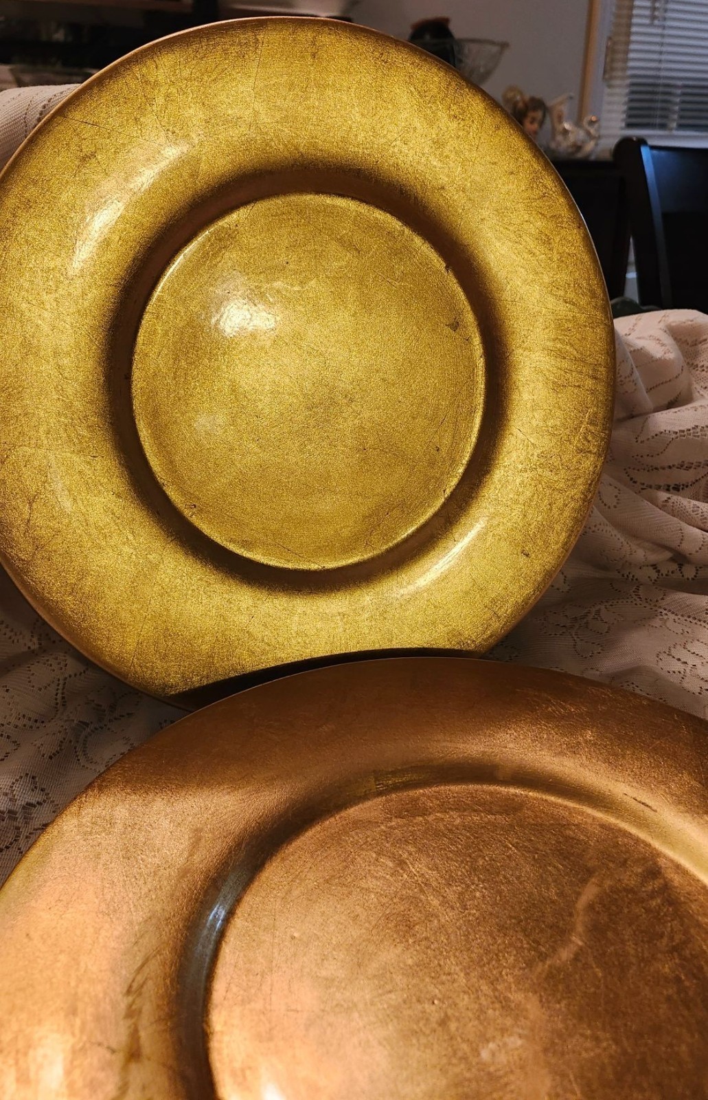 Set Of 3 Pier 1 Gold Charger Plates 13" Diameter Elegant Tableware Decor