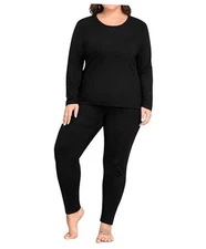 Plus Size Thermal Underwear Sets for Women Long Johns Base Layer 24 Plus Black